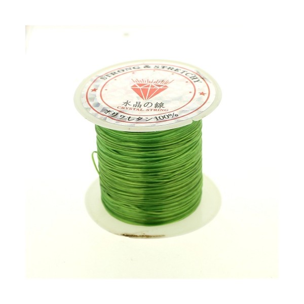 Rouleau bobine de 10 m de fil de fibres élastique couleur vert 0,8mm - Photo n°1
