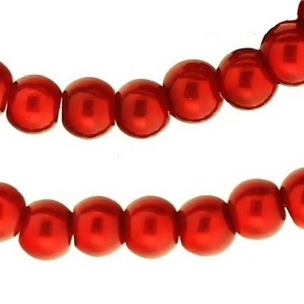 Lot de 140 perles Nacrées 6mm 6 mm - Rouge - Photo n°1