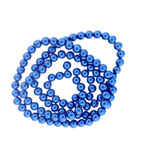 Lot de 100 perles Nacrées rondes 8mm 8 mm - Bleu fonçé - Photo n°2