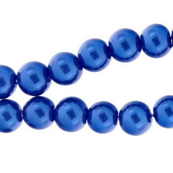 Lot de 100 perles Nacrées rondes 8mm 8 mm - Bleu fonçé - Photo n°1