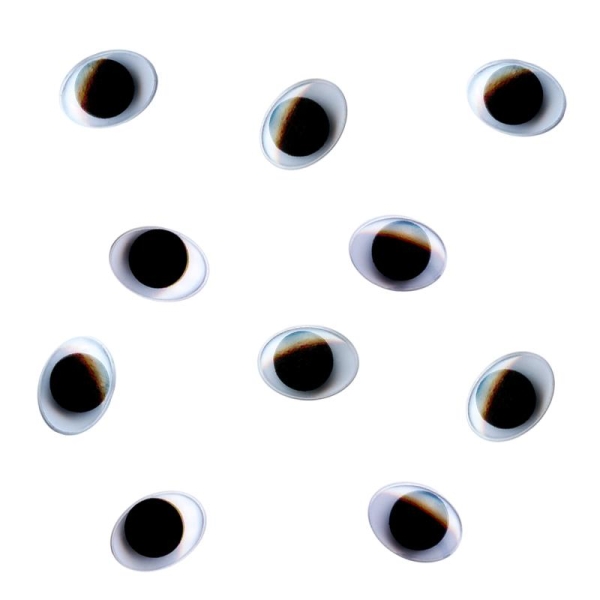Yeux ovales avec pupilles mobiles en plastique 1 cm x 10 - Photo n°1