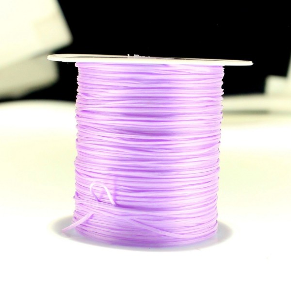 Rouleau bobine de 10 m de fil de fibres élastique couleur violet clair parme 0,8mm - Photo n°1