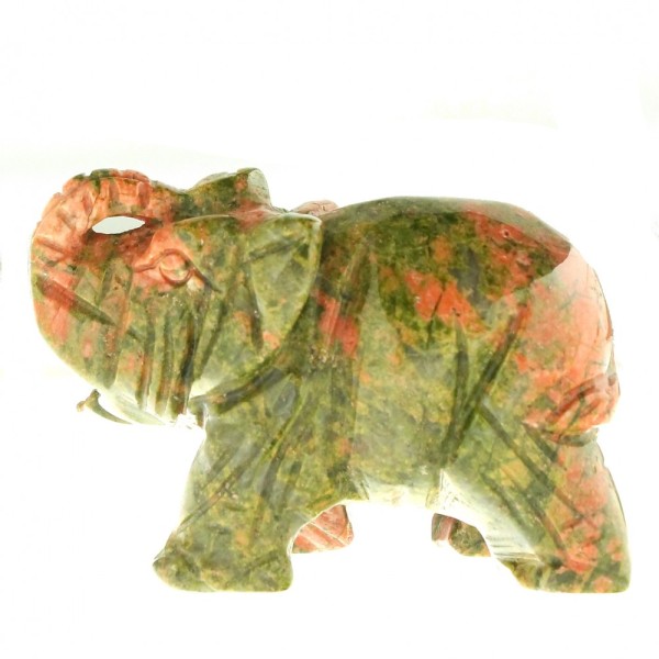 Statuette éléphant en unakite épidote 6cm de long - Photo n°1