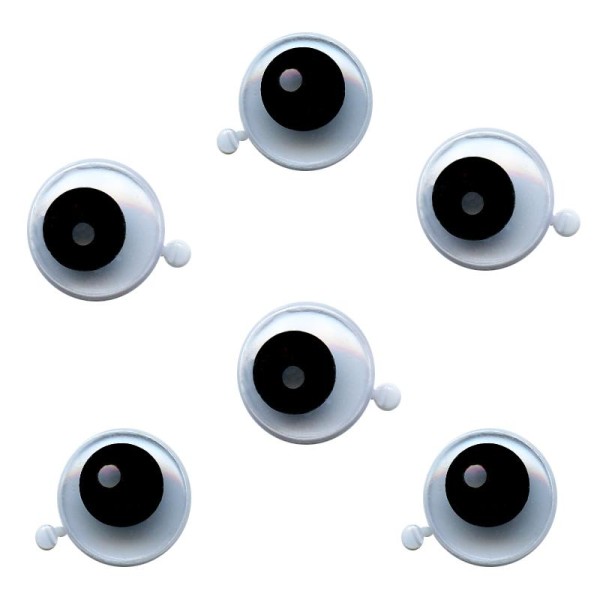 Yeux ronds avec pupilles mobiles et points lumineux en plastique 1,2 cm x 6 - Photo n°1