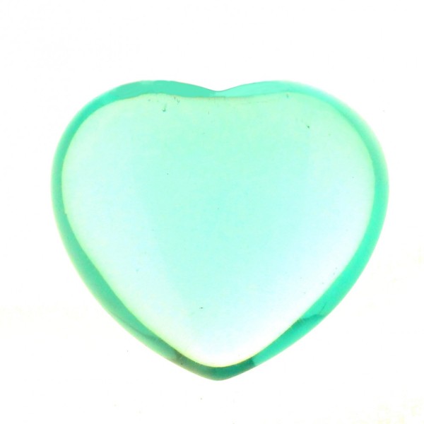 Gros coeur poli en verre bleu transparent 4cm de diamètre - Photo n°1