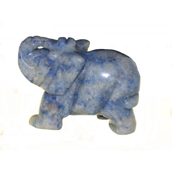 Statuette éléphant en aventurine bleue 6cm de long - Photo n°1