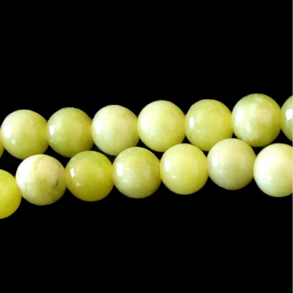 Fil de 58 perles rondes 6mm 6 mm en péridot vert ou jade lemon - Photo n°1