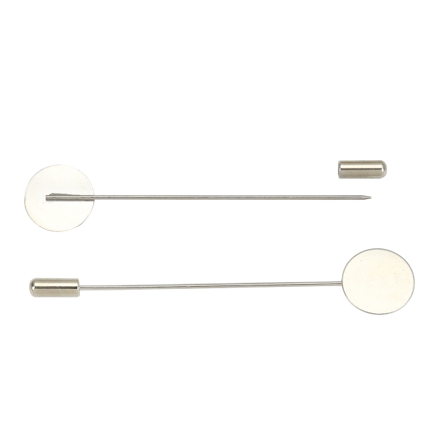2 Broches Epingles Argentées support rond 15mm -SC0130298 - Photo n°1
