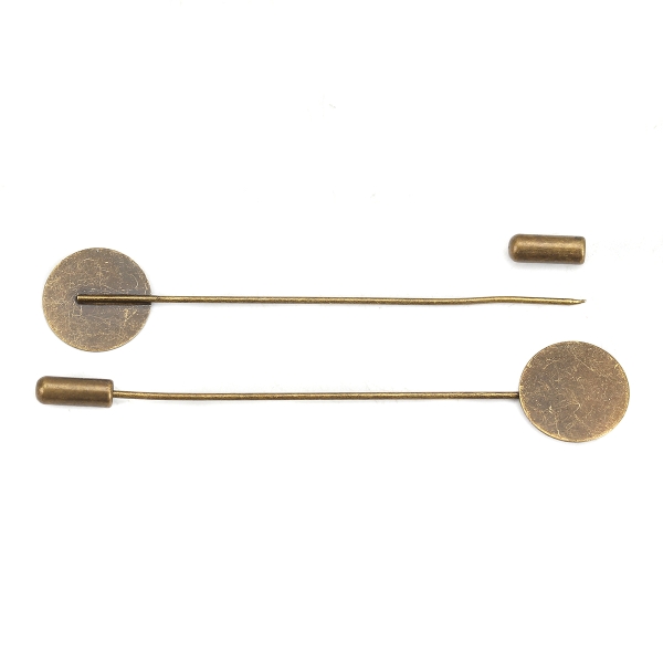 2 Broches Epingles Bronzes support rond 15mm -SC0130301 - Photo n°1
