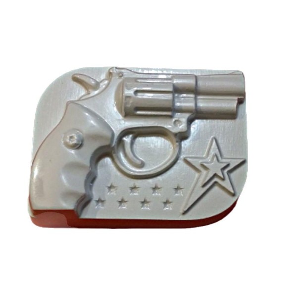 1pc Cowboy Revolver Pistolet Arme en Plastique Fabrication de Savon de Cire Chocolat Gypse Fromage C - Photo n°1