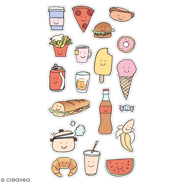 Stickers puffies So cute - Food - 19 autocollants - Photo n°1