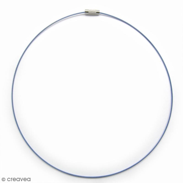 Tour de cou câble gainé Bleu avec fermoir à vis - 14 cm de diamètre - Photo n°1