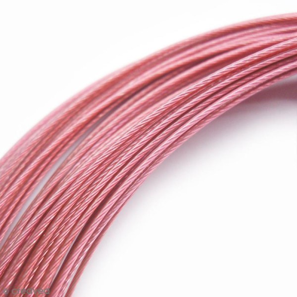 Tour de cou câble gainé Vieux rose avec fermoir à vis - 14 cm de diamètre - Photo n°2