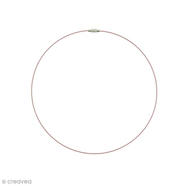 Tour de cou câble gainé Vieux rose avec fermoir à vis - 14 cm de diamètre - Photo n°1