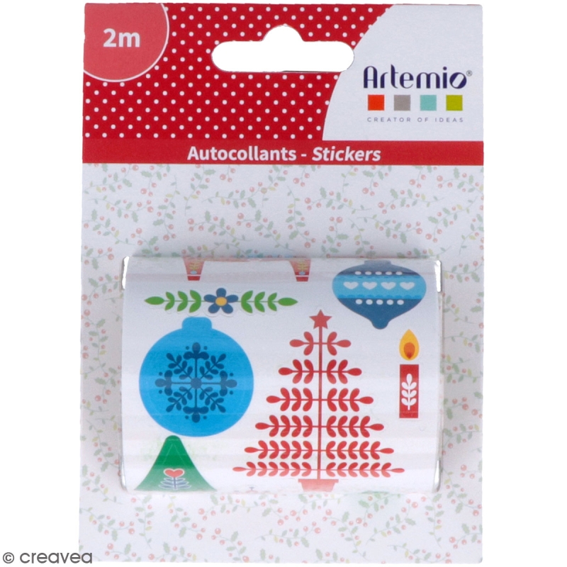Rouleau de stickers Artemio - Folk - 2 m - Masking tape stickers - Creavea
