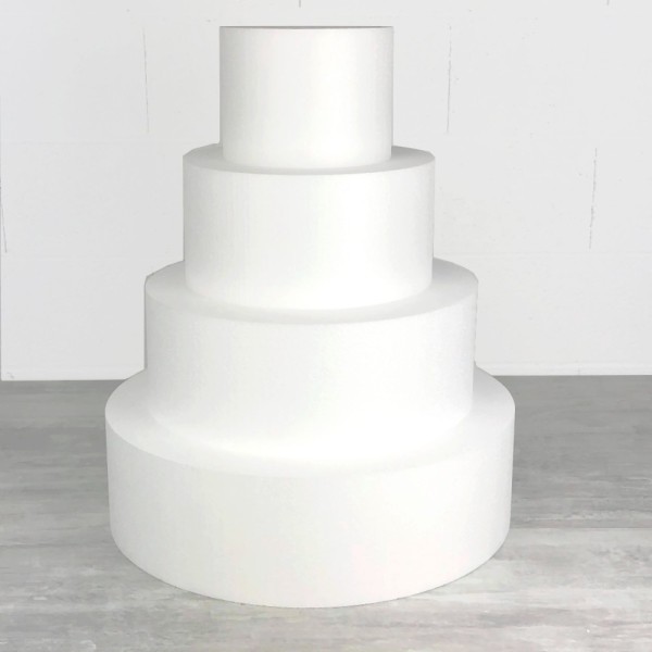 Pièce montée Wedding Cake, haut. 80 cm, Base Ø 50cm à 20cm, 4 disques de 20cm de haut, Polystyrène h - Photo n°1