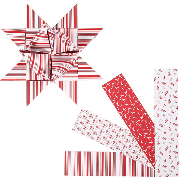 Bandes de papier pour étoiles Froebel - Rouge et blanc - 40 pcs - Photo n°1