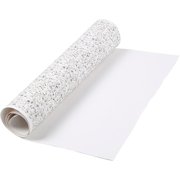 Papier imitation cuir - 50 cm x 1 m - Blanc tacheté - Photo n°1