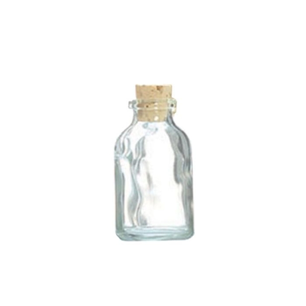 Mini bouteille en verre 6 cm avec bouchon liège - Photo n°1