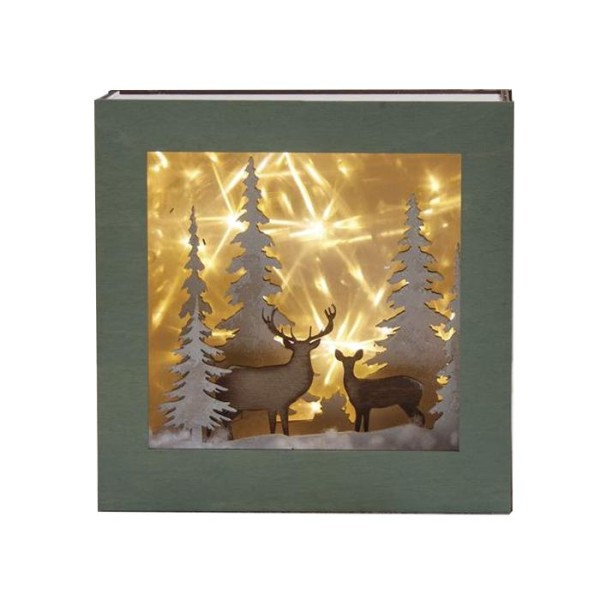 Kit mini cadre bois lumineux Forêt de Noël - Photo n°1