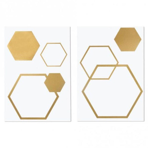 Transfert 6 hexagones dorés thermocollants à repasser - Photo n°1