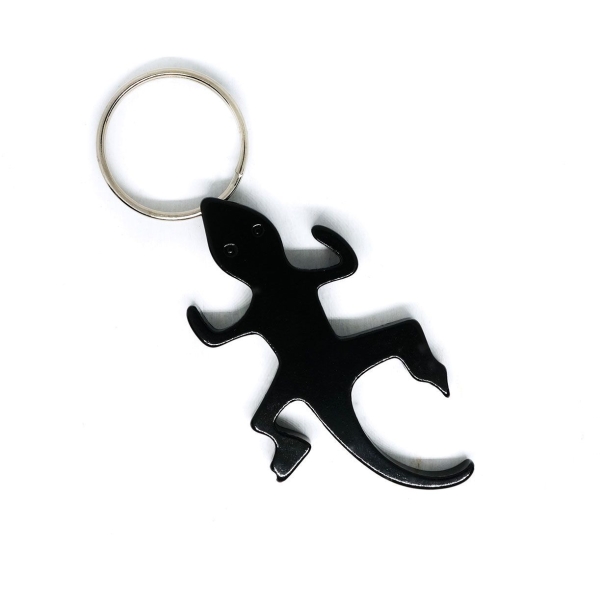 1pc Noir Métallisé Salamandre Lézard Gecko Animal Métal en Aluminium de Keychain porte-Clés de la Ch - Photo n°1