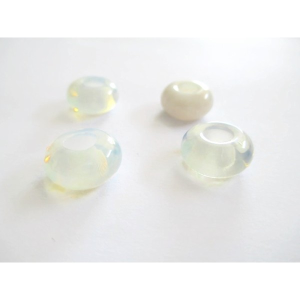2 Perles Rondelles Pierre Naturelles Semi Précieuses Opale  14X8mm - Photo n°1
