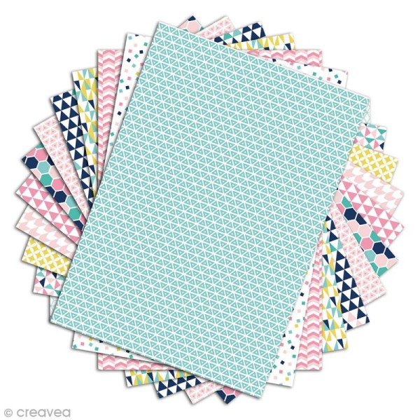Papier scrapbooking Toga - Color factory - Géométrique pastel - 48 feuilles A4 - Photo n°2