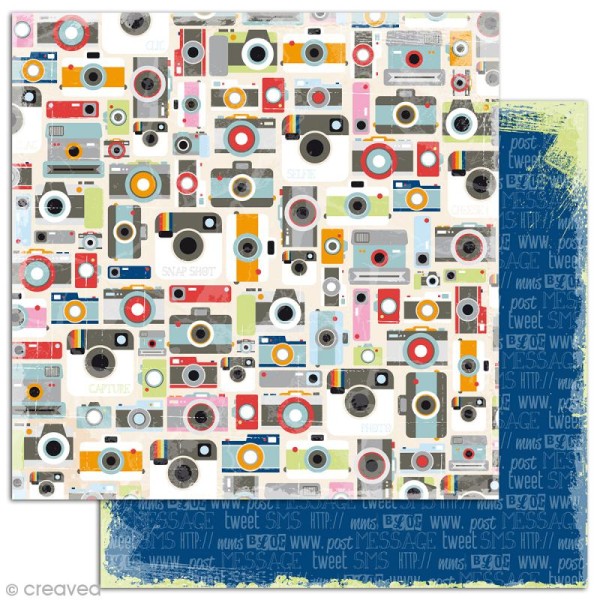 Papier scrapbooking - Be Connected - vert, bleu et rose - 6 feuilles 30,5 x 30,5 cm - Photo n°3