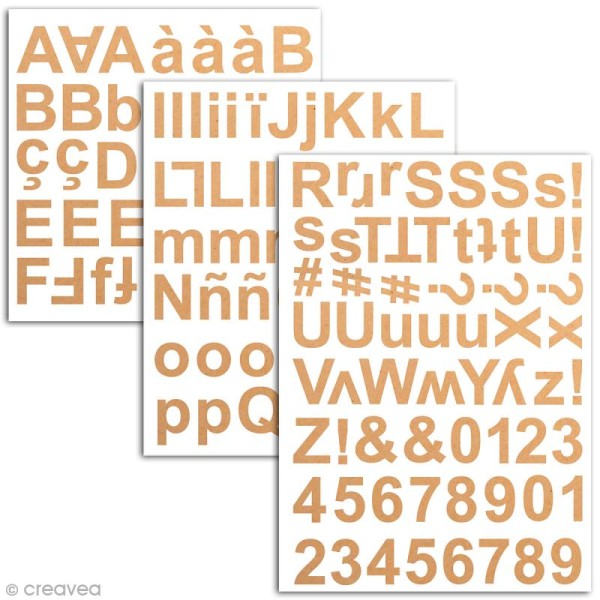 Stickers alphabet chipboard 2 cm - Kraft - 165 pcs - Photo n°2