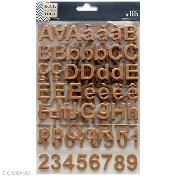 Stickers alphabet chipboard 2 cm - Kraft - 165 pcs - Photo n°1