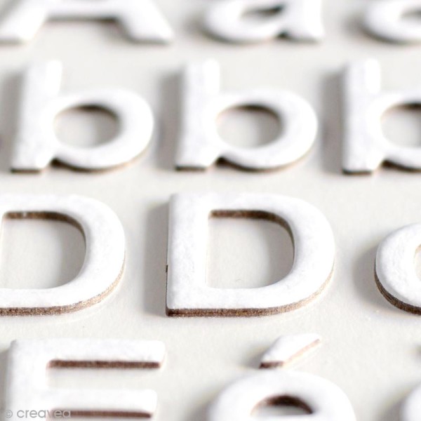 Stickers alphabet chipboard 2 cm - Blanc - 165 pcs - Photo n°3
