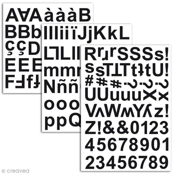 Stickers alphabet chipboard 2 cm - Noir - 165 pcs - Photo n°2