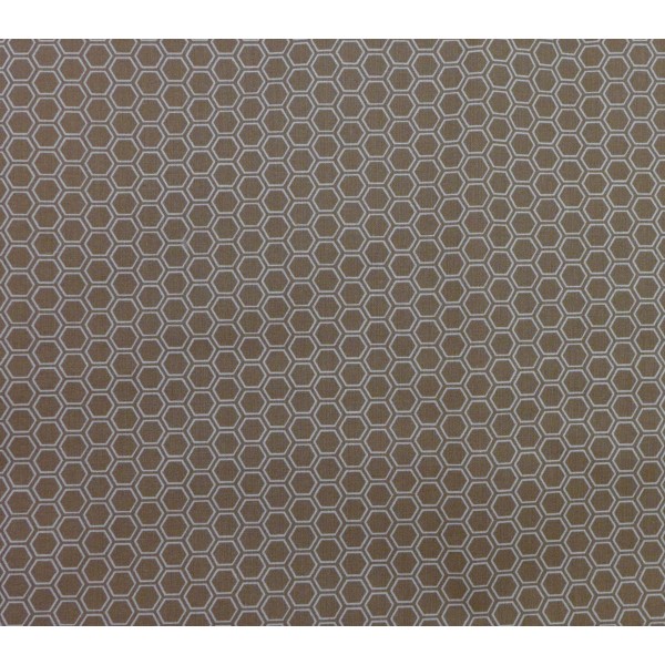 Tissus Coton Motif Géométrique Hexagone Marron Beige Et Blanc - Vendu Au Mètre - Photo n°5
