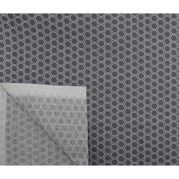 R-tissus Coton Motif Géométrique Hexagone Gris Et Blanc - Vendu Au Mètre - Photo n°4