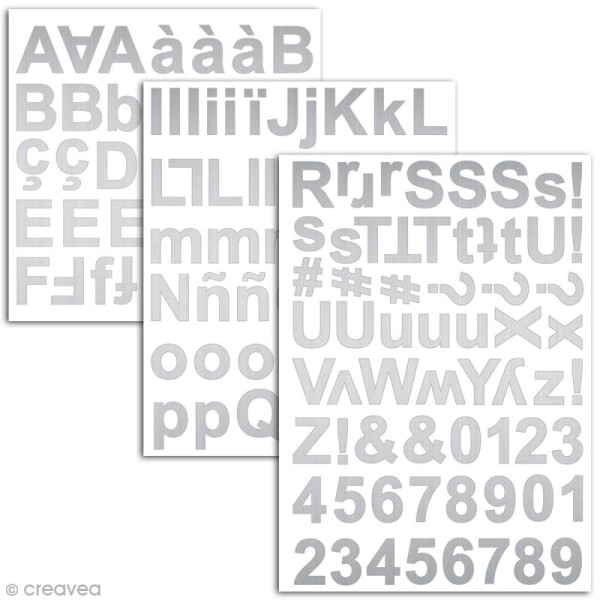 Stickers alphabet chipboard 2 cm - Argenté - 165 pcs - Photo n°2