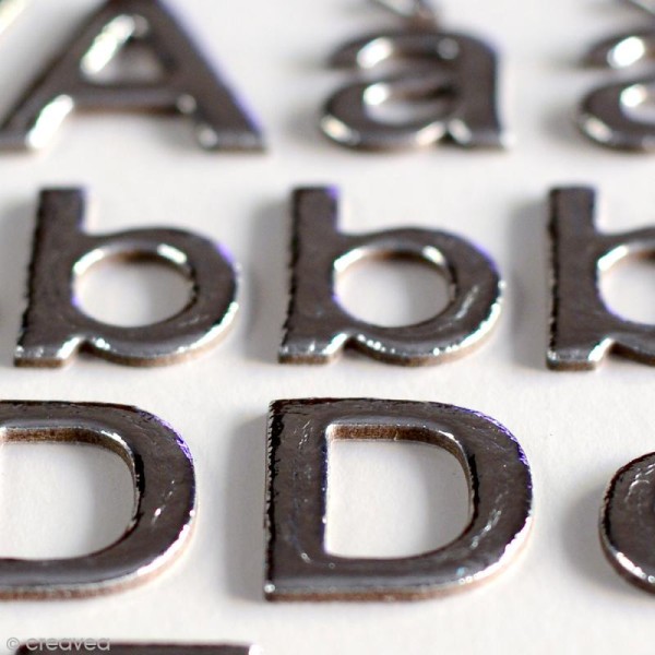 Stickers alphabet chipboard 2 cm - Argenté - 165 pcs - Photo n°3