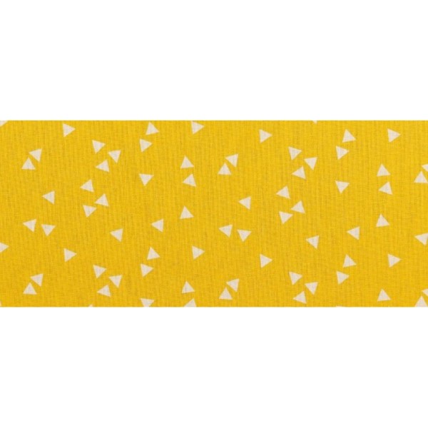Tissu 100% popeline coton dessin grand triangles jaune .x1m - Photo n°1
