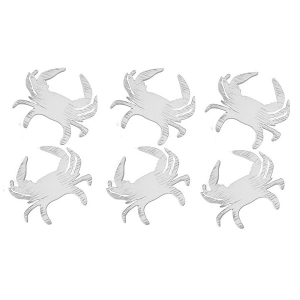 Lot de 6 Crabes en Bois décoratifs Blancs, dim. 5 x 4,5 cm, décoration thème maritime - Photo n°1