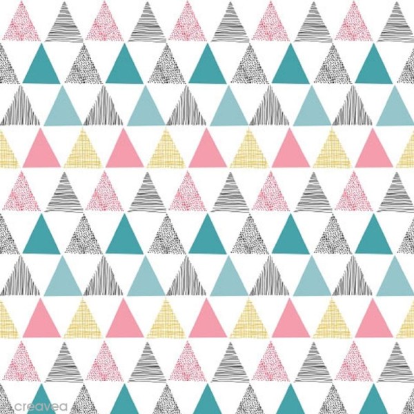 Serviette en papier - Triangles - Bleu, gris et rose - 20 pcs - Photo n°1