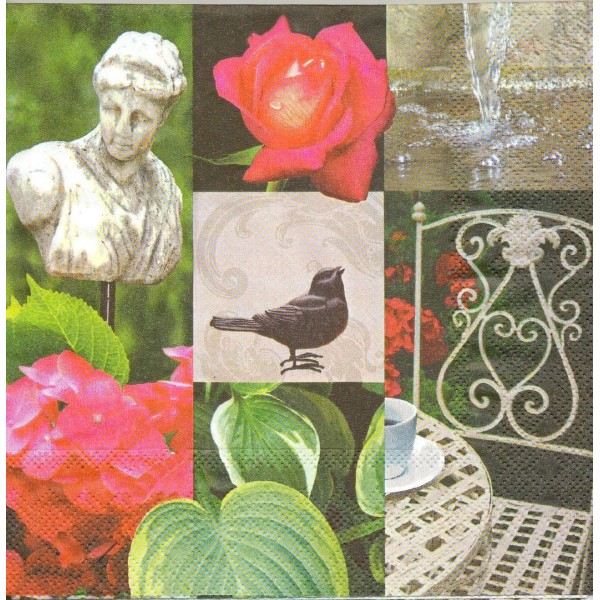 4 Serviettes en papier Jardin Romantique Format Lunch Decoupage Decopatch 13305590 Ambiente - Photo n°1