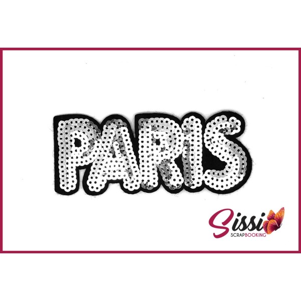Ecusson thermocollant sequin PARIS sequin patch thermofix fashion mode customisation 13x5cm - Photo n°1