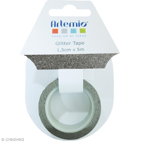 Glitter tape Artemio - Paillettes gris argenté - 1,5 cm x 5 m - Photo n°2