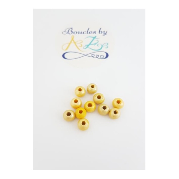 Perles en bois mix jaune 6mm x50 - Photo n°1