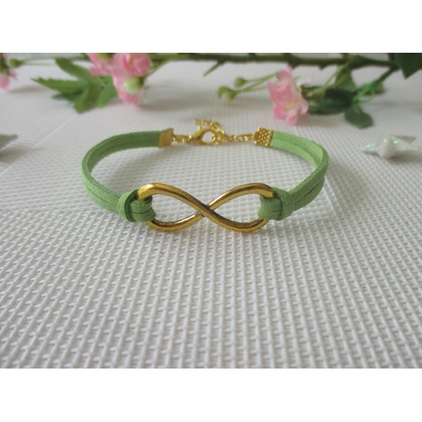 Kit bracelet suédine verte et lien infini doré - Photo n°1