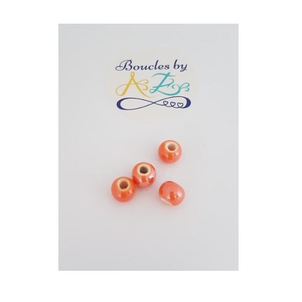 Perles oranges en céramique 8mm x5 - Photo n°1