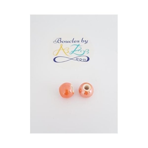 Perles oranges en céramique 10mm x2 - Photo n°1