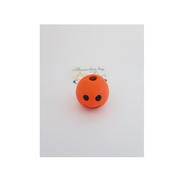 Grosse perle orange en bois 25mm - Photo n°1