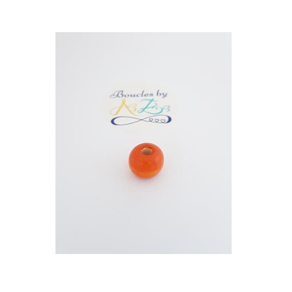 Perles rondes oranges en bois 14mm x10 - Photo n°1