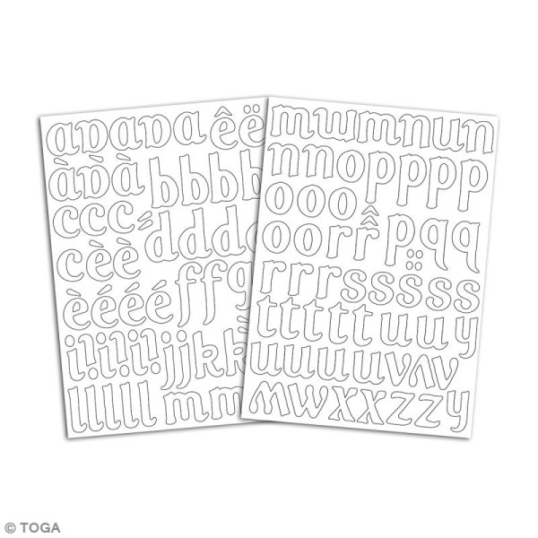 Stickers textiles thermocollants - Alphabet Lola blanc - 104 pcs - Photo n°2